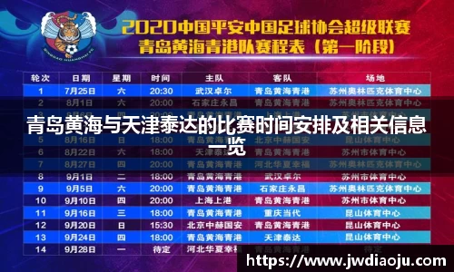 青岛黄海与天津泰达的比赛时间安排及相关信息一览
